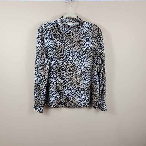 Vintage Liz Baker Print Button Up Blouse Size 18 - Picture 1 of 10